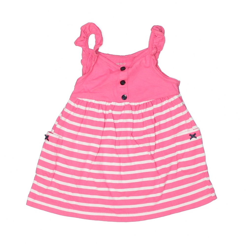 🔵Carter's Girl Pink and White Sleeveless Dress 6M